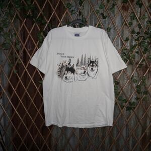 XL -Vintage Y2K voices of native America wolf tultex t-shirt